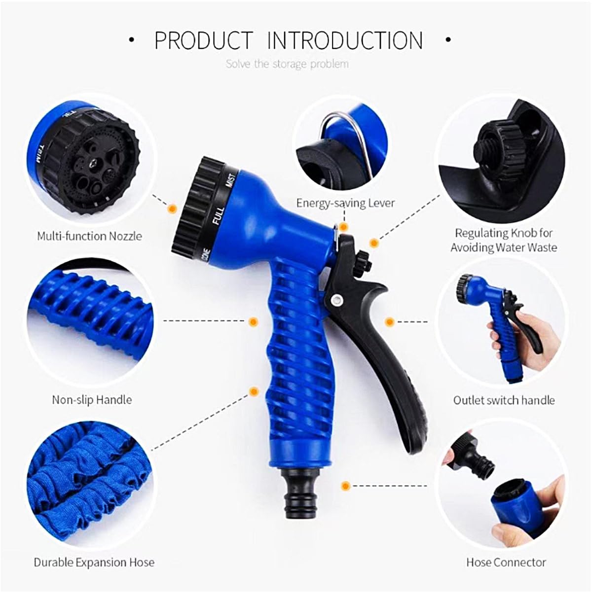 Garden Hose Water Pipe Expandable Water Hose with 7 Function Spray Nozzle