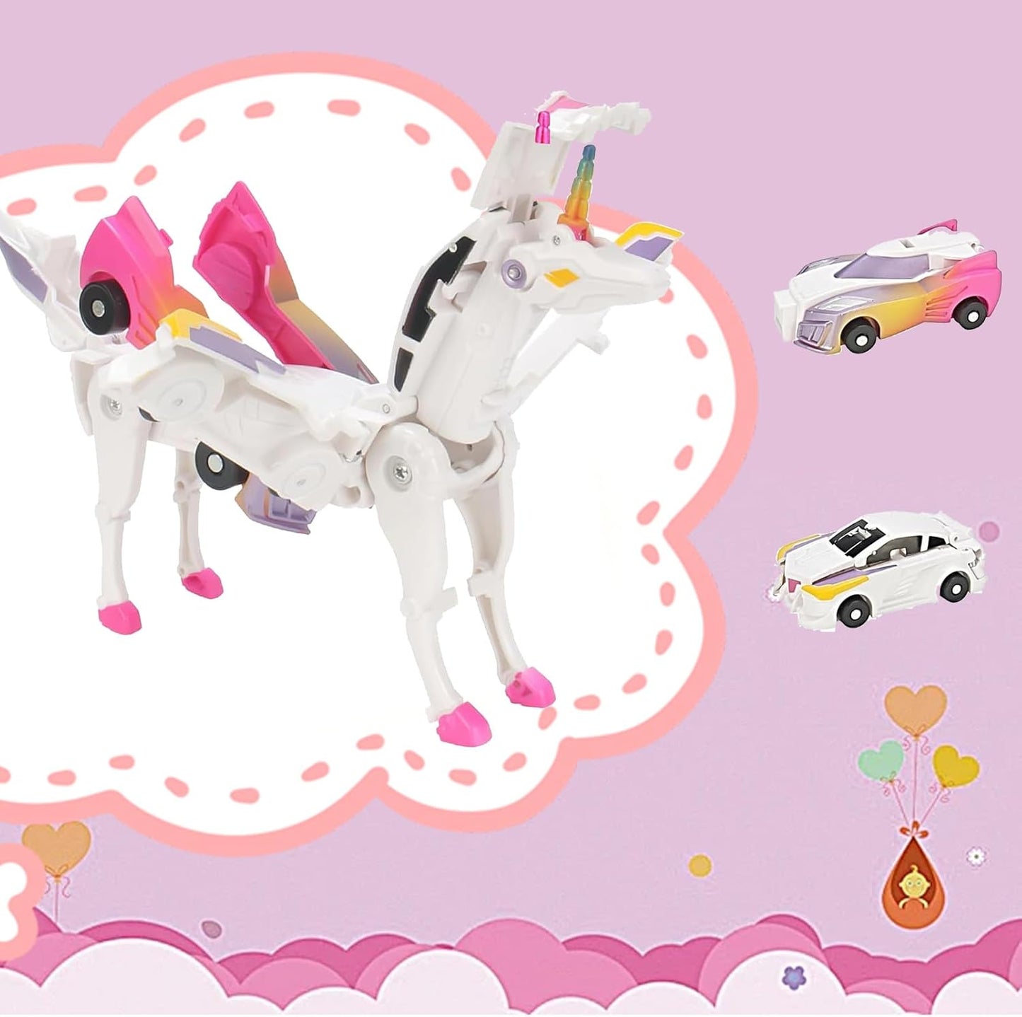 Hot Sale Two Car Transform Unicorn Toy