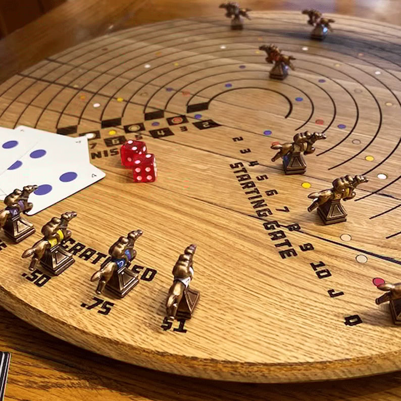 Scratched Horses Game made from a whiskey barrel