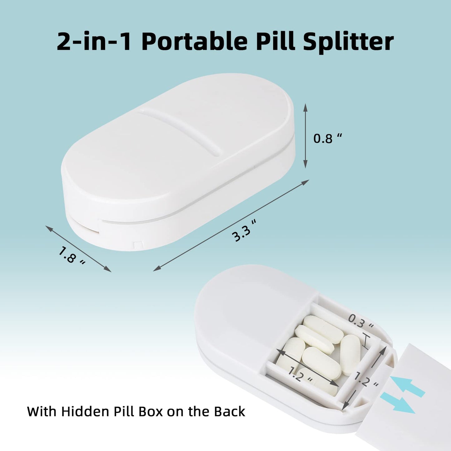 Portable Pill Splitter 2-in-1 Pill Case with Stainless Steel Blade