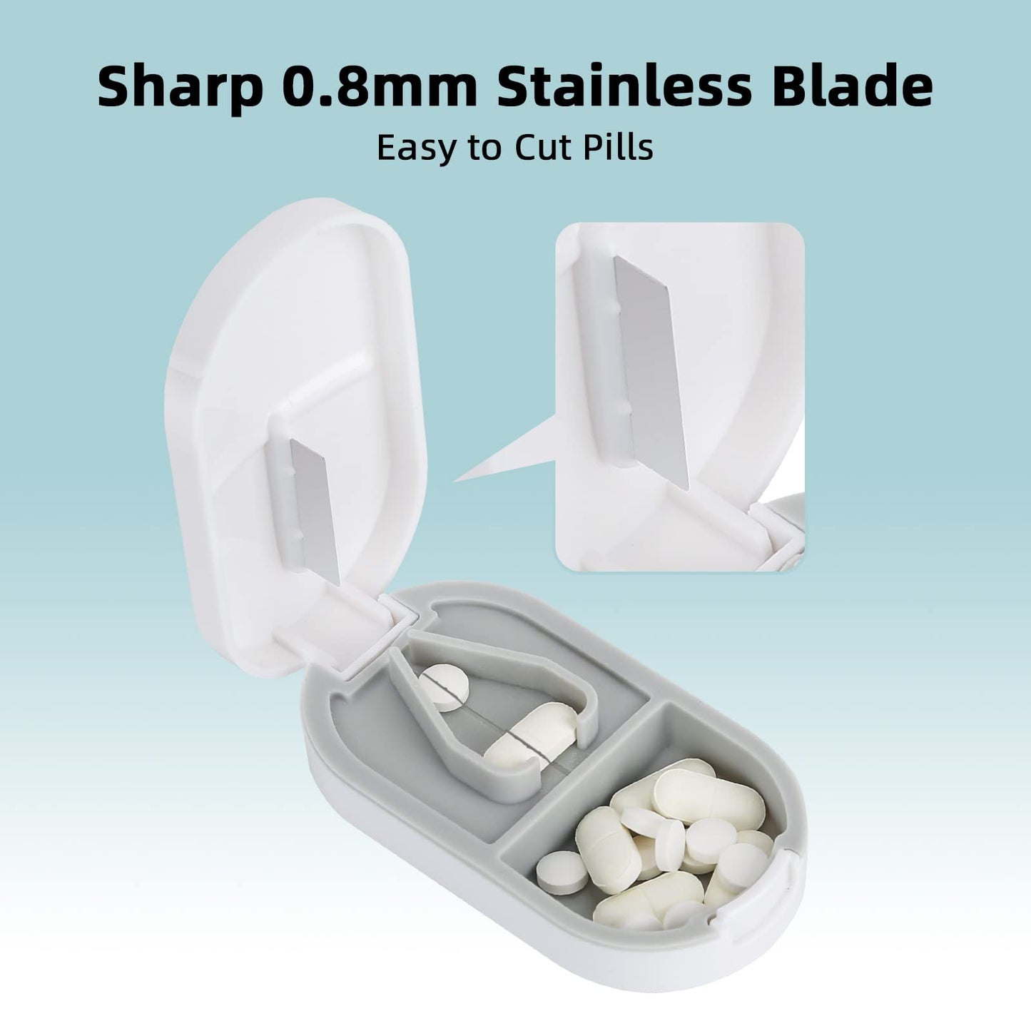 Portable Pill Splitter 2-in-1 Pill Case with Stainless Steel Blade
