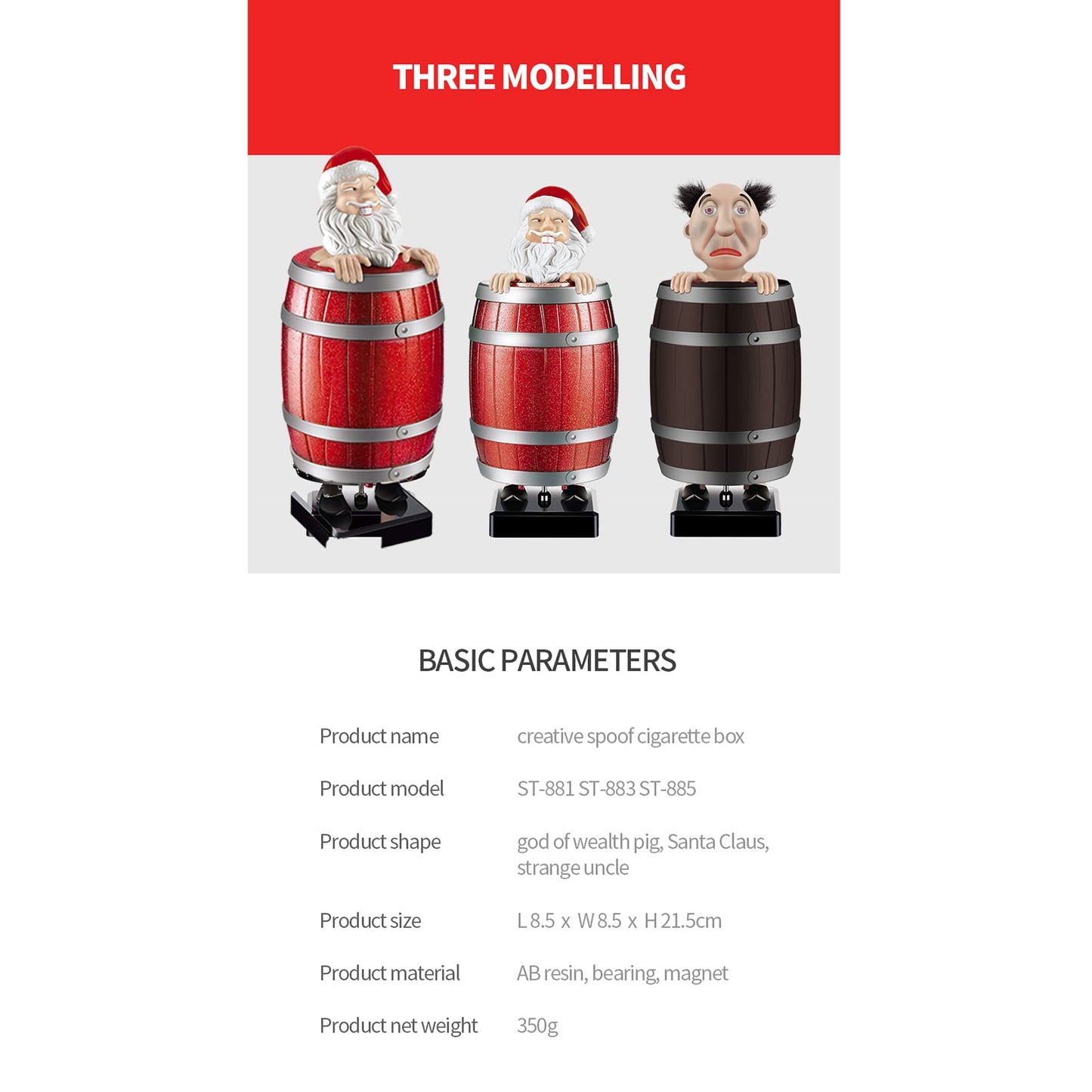 Funny Cigarette Holder Funny Santa Claus in The Wooden Barrel Cigarette Dispenser Cigarette Holder Prank Toy Gift for Man